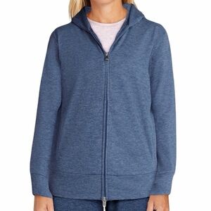 ATHLETIC WORKS Blue Heathered ButterCore Zip Front Hoodie